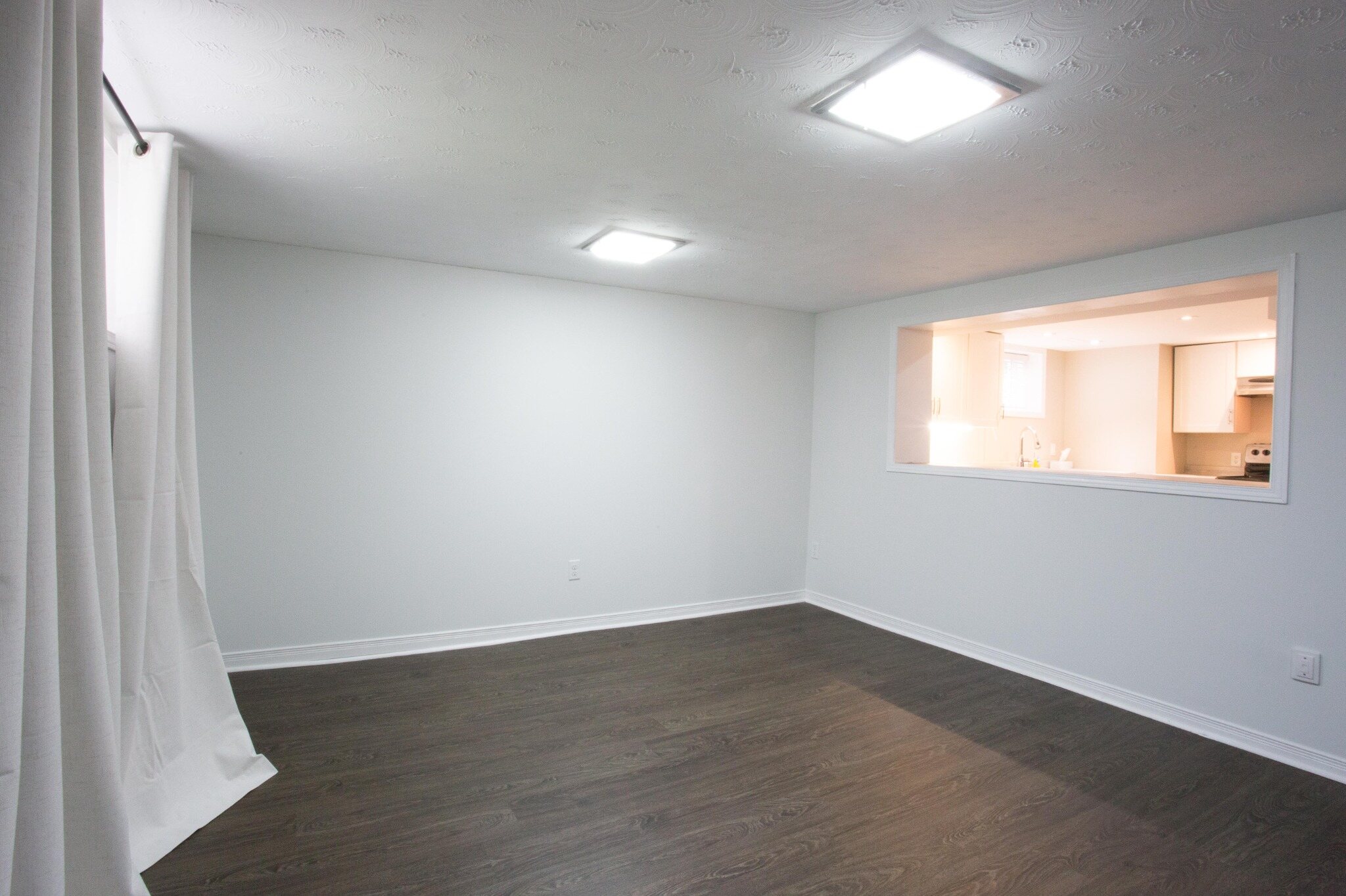 Living room with a pass-through to the kitchen