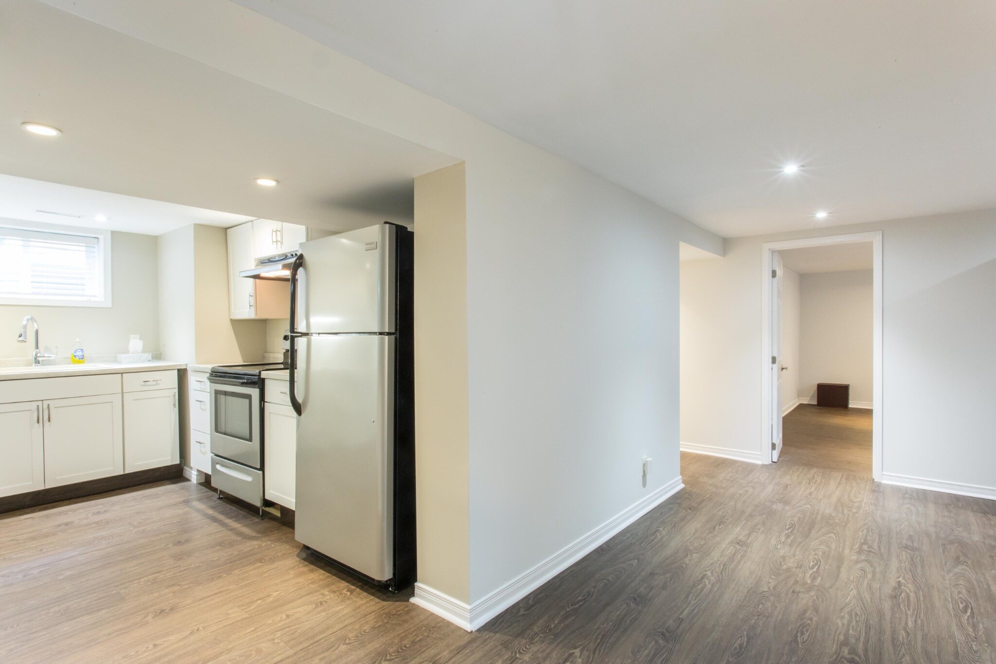 Kitchen opening to the living area